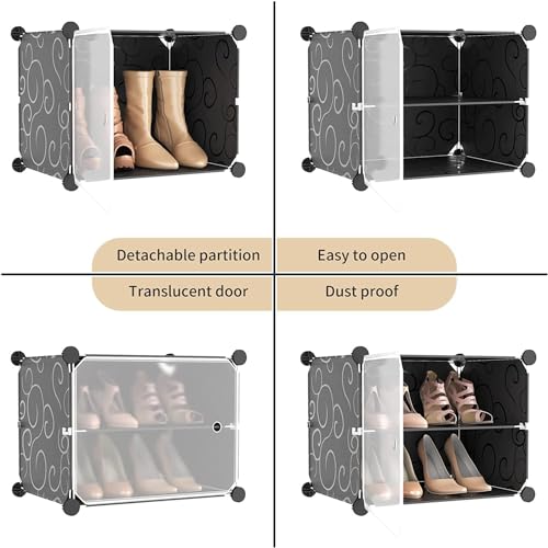 BRIGATTES 6 Shelf DIY Shoe Rack Plastic - Multi-Purpose Home Plastic Shelves, PP Home Shoe Rack with Door for Entryway, Chappal Slipper Shoe Stand (Black, 3-DOOR-6-SHELF) - Image 5