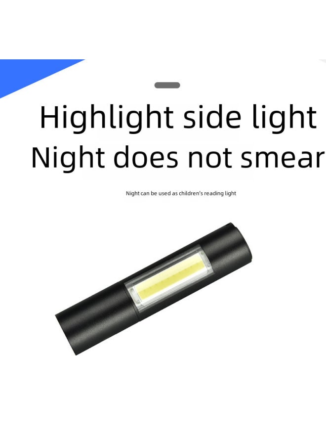 Strong Flashlight Rechargeable Portable Long-range Long-range Ultra-bright Multi-functional Zoom Emergency Home Lighting Gift Lamp-Product Specifications:silver Side Lamp Paragraph [plastic Box]]  - Image 3