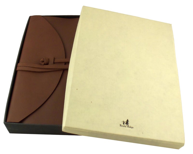 Rustic Ridge Leather Large Genuine Leather Legacy Photo Album with Gift Box - 9"x 12" - Scrapbook Style Pages - Holds 200 4x6" or 5x7" Photos - Image 3