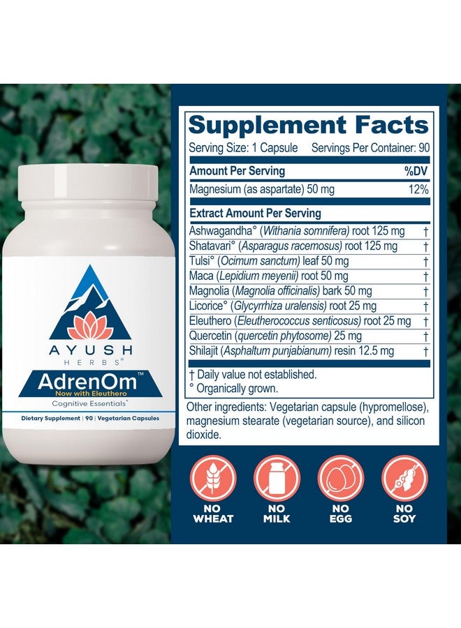 Ayush Herbs AdrenOm - Ayurvedic Adrenal and Stress-Support Supplement for Women & Men, Ashwagandha & Eleuthero to Support Adrenal Balance, Cognitive Function & Calm - 90 Vegetarian Capsules (1 Count) - Image 3