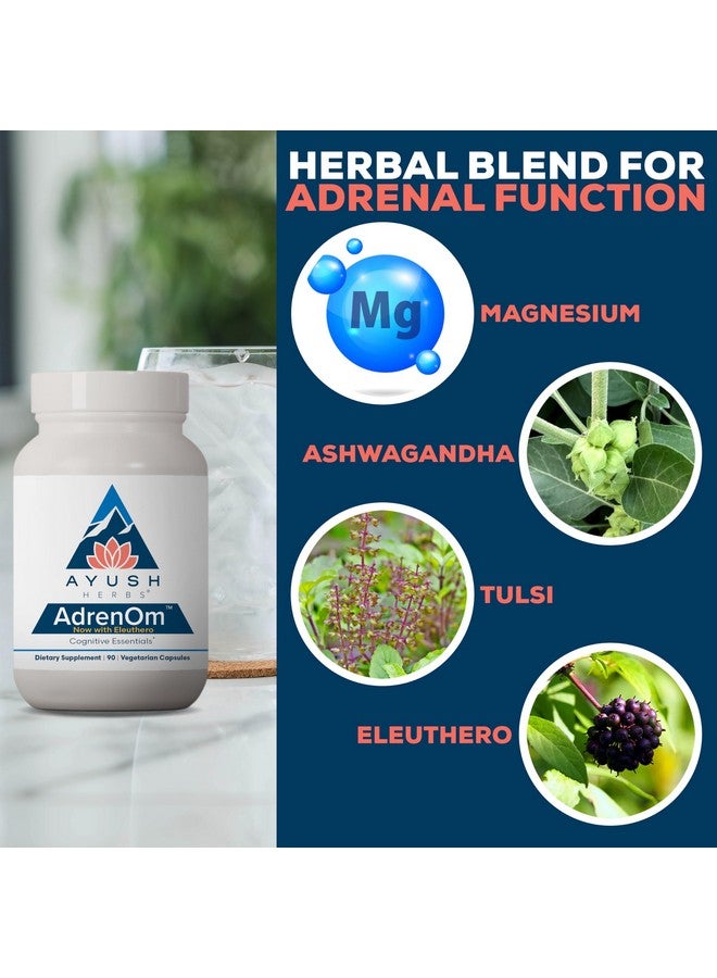 Ayush Herbs AdrenOm - Ayurvedic Adrenal and Stress-Support Supplement for Women & Men, Ashwagandha & Eleuthero to Support Adrenal Balance, Cognitive Function & Calm - 90 Vegetarian Capsules (1 Count) - Image 4