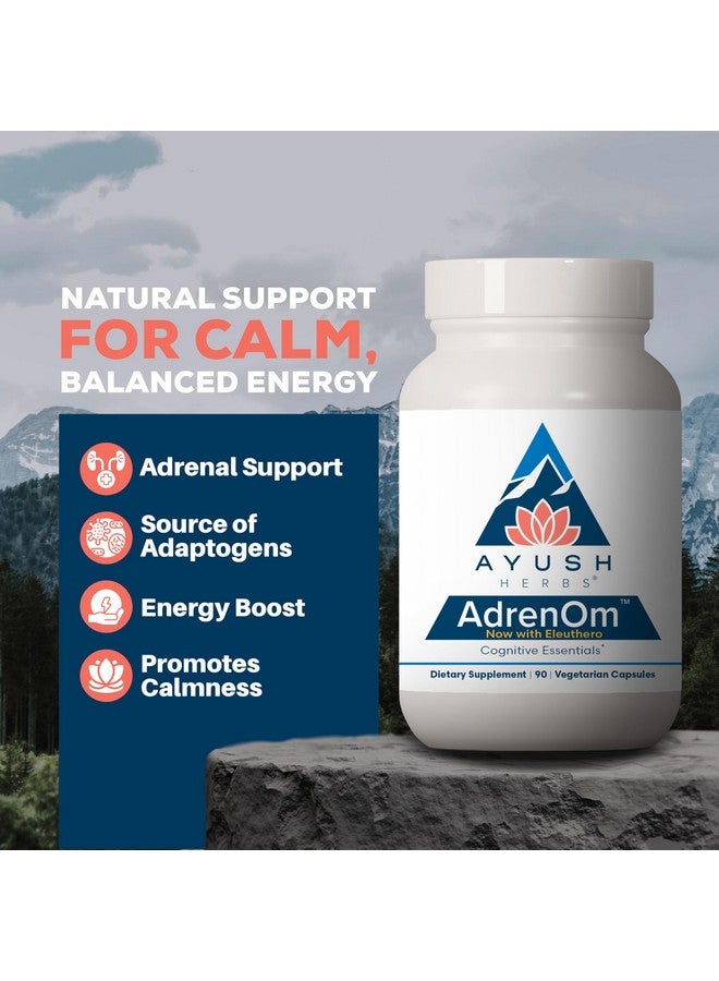 Ayush Herbs AdrenOm - Ayurvedic Adrenal and Stress-Support Supplement for Women & Men, Ashwagandha & Eleuthero to Support Adrenal Balance, Cognitive Function & Calm - 90 Vegetarian Capsules (1 Count) - Image 2