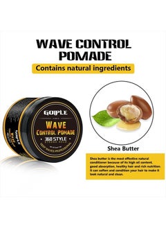 Goiple Natural Wave Pomade for Men Strong Hold, Easy Wash 360 Wave Training Hair Cream, Waves Grease for Men Promotes Layered Waves, Moisture, Control and Silky Shine (Wave Pomade+Wave Brushes*2+ Silky Durag  - Image 2
