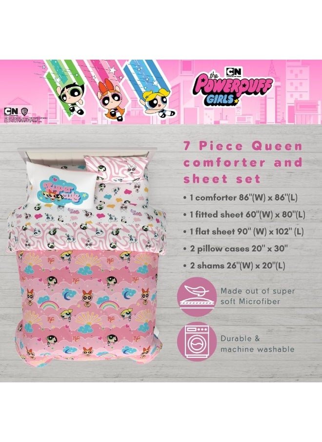 Franco Franco Collectibles Powerpuff Girls Bedding 7 Piece Super Soft Comforter and Sheet Set with Sham, Queen  - Image 4