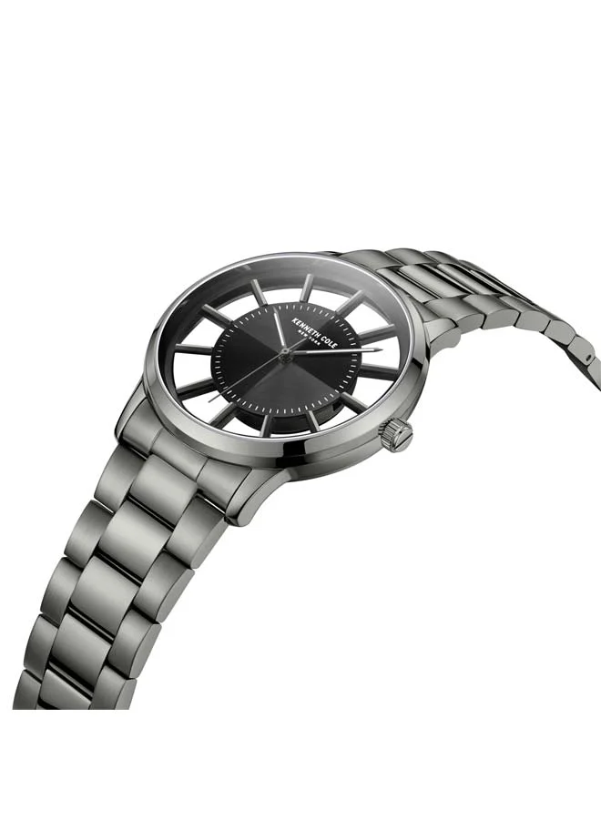 كينيث كول نيو يورك Modern Classic Black Dial Stainless Steel Bracelet Analog Watch for Men
