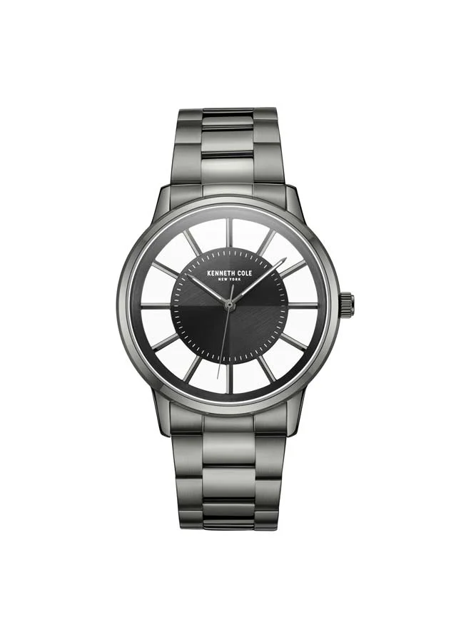 كينيث كول نيو يورك Modern Classic Black Dial Stainless Steel Bracelet Analog Watch for Men