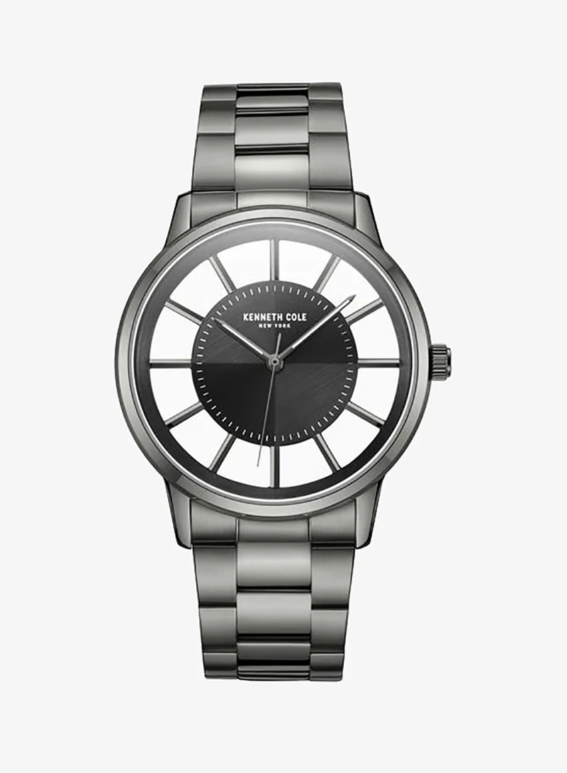 كينيث كول نيو يورك Modern Classic Black Dial Stainless Steel Bracelet Analog Watch for Men