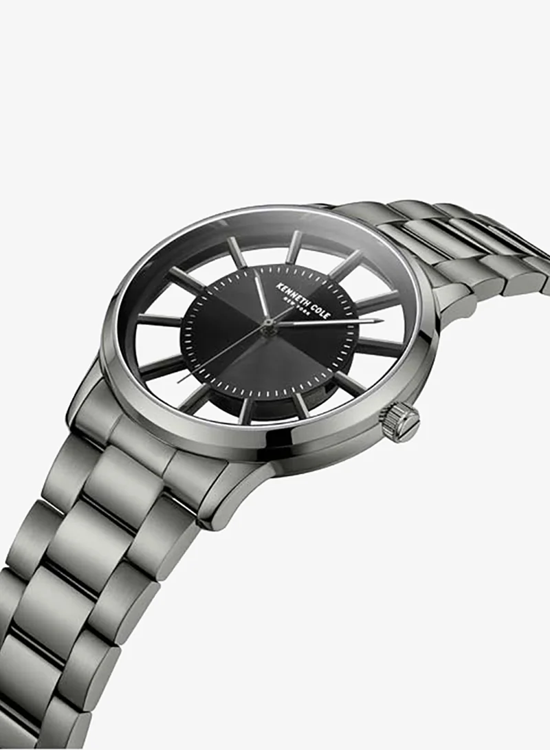 كينيث كول نيو يورك Modern Classic Black Dial Stainless Steel Bracelet Analog Watch for Men