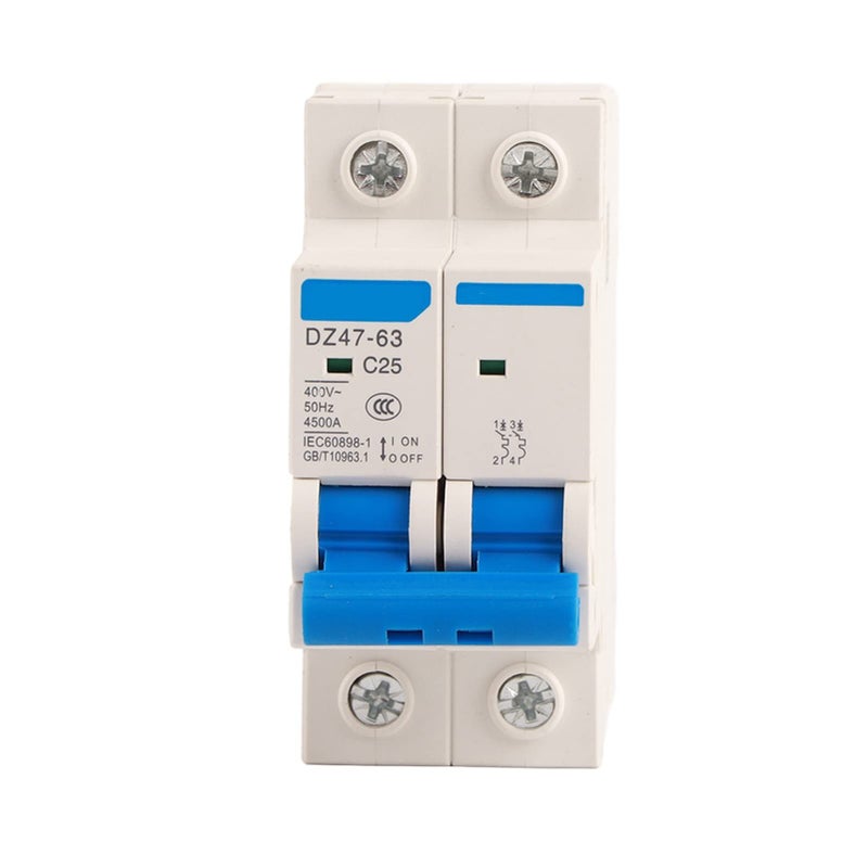 DZ47 63 2 Pole Miniature Circuit Breaker With Leakage Protection 25A 400VAC - Image 2