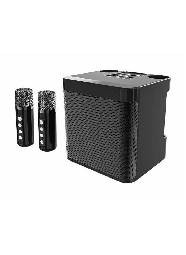 Generic Portable Karaoke Machine Bluetooth Pa Speaker for Kids & Adults System With 2 Uhf Wireless Microphones Supports Tf/Usb Aux Input (Black)  - Image 1