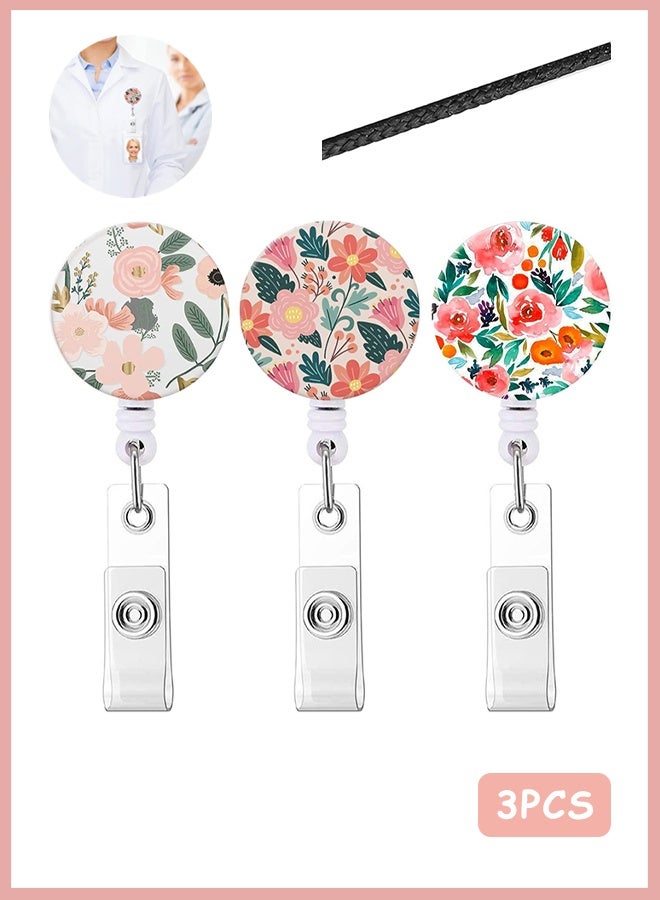 Photon 3 Pcs Badge Reel, Retractable Nurse Badge Holder with Alligator Clip ID Name Card Badge Clip for Office Student Doctor Nurse - Image 1