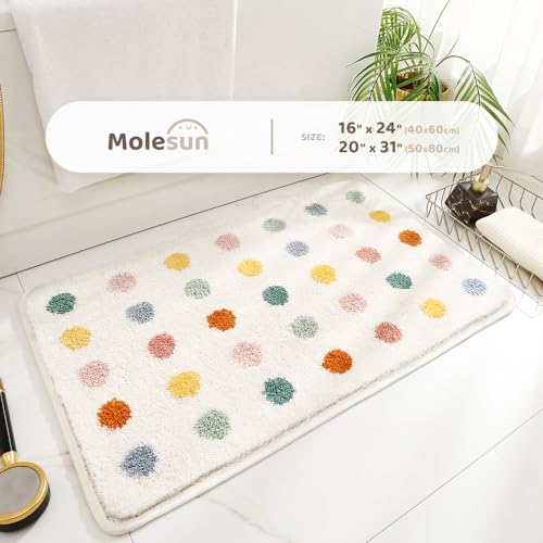 Molesun Floral Bath Mat Bathroom Rug NonSlip Soft Shower Rug Microfiber Cute Bath Rug for Kids Water Absorbent Thick Shaggy Floor Mats for Bedroom Kitchen Home Decor 16 x 24 - Image 3