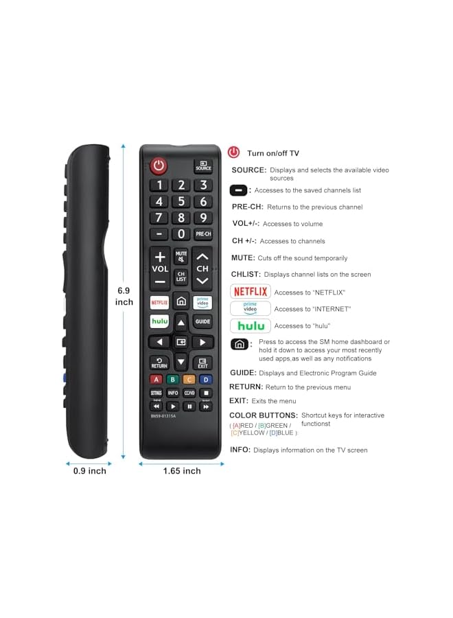 The Bros 2 Pack Replacement for Samsung TV Remote Control - Compatible With All Smart TV, LED, LCD, HDTV, 3D Series (Black) - Image 4