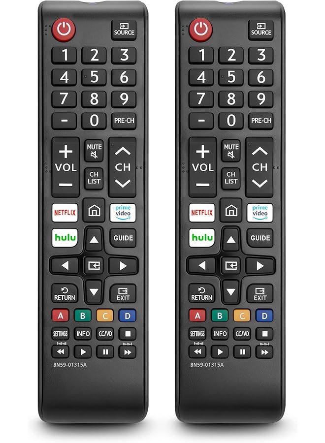 The Bros 2 Pack Replacement for Samsung TV Remote Control - Compatible With All Smart TV, LED, LCD, HDTV, 3D Series (Black) - Image 1