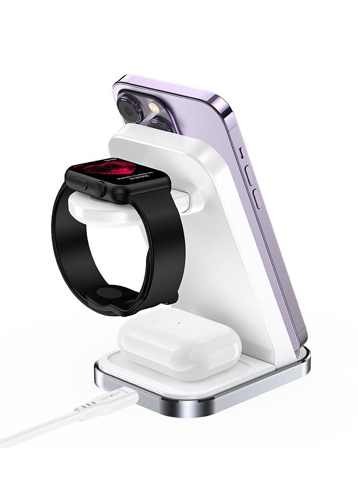 AceFast E15 Desktop Three-In-One Wireless Charging Stand - White - Image 3