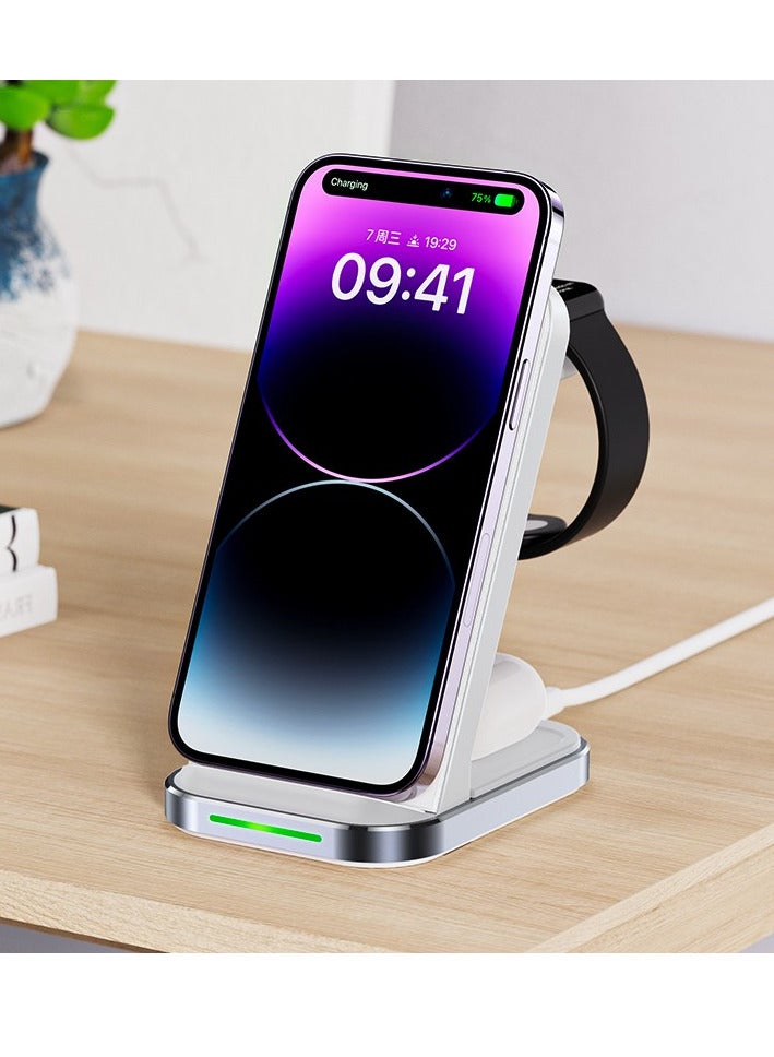 AceFast E15 Desktop Three-In-One Wireless Charging Stand - White - Image 4