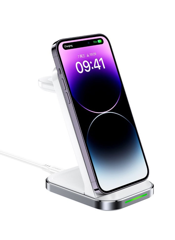 AceFast E15 Desktop Three-In-One Wireless Charging Stand - White - Image 5