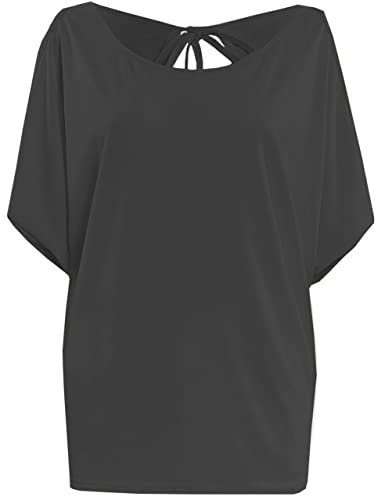 Miselon Womens Cold Shoulder Tops Summer Short Sleeve Loose Fit Casual Tshirt Blouse Black,X-Large - Image 3