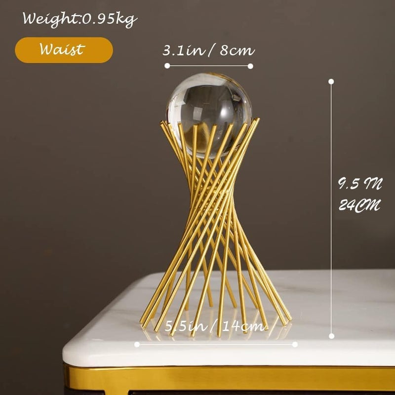 EMNDR Modern Abstract Art Crystal Ball with Gold Iron Stand Decorative Ornaments for Living Room Bedroom TV Cabinet Crafts Gifts Office Home Decor C - Image 2