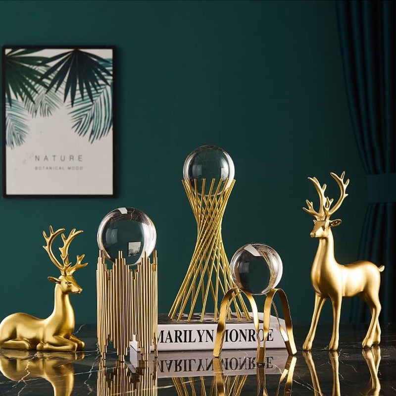 EMNDR Modern Abstract Art Crystal Ball with Gold Iron Stand Decorative Ornaments for Living Room Bedroom TV Cabinet Crafts Gifts Office Home Decor C - Image 4