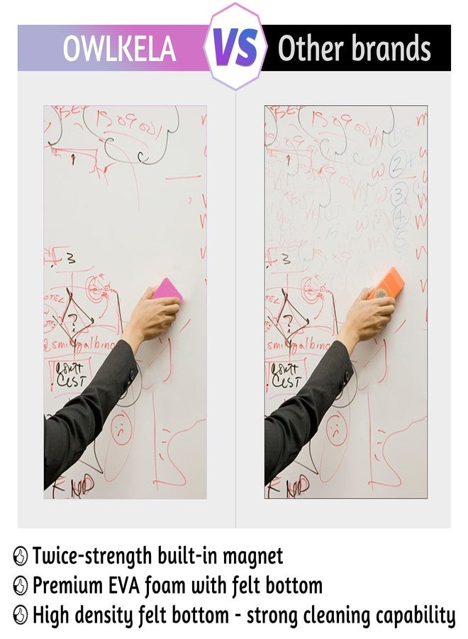 OWLKELA 72 Pack Whiteboard Eraser for Kids and Adults, Washable and Reusable Magnetic Whiteboard Eraser for Cleaning Dry Erase Markers on Magnetic Soft Whiteboard, Glass Whiteboard and Dry Erase Board - Image 4
