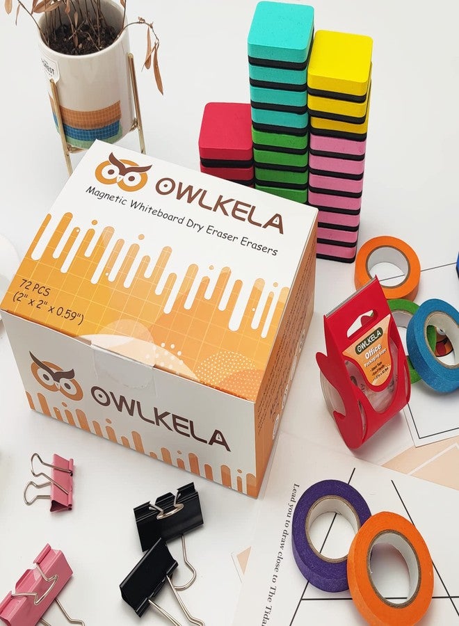OWLKELA 72 Pack Whiteboard Eraser for Kids and Adults, Washable and Reusable Magnetic Whiteboard Eraser for Cleaning Dry Erase Markers on Magnetic Soft Whiteboard, Glass Whiteboard and Dry Erase Board - Image 3