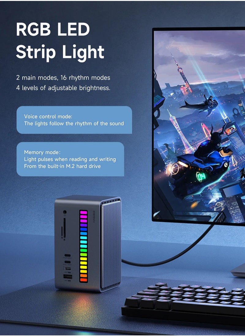 Hagibis - Hagibis USB C Docking Station with Dual HDMI-compatible M.2 SSD Enclosure Ethernet 100W PD USB Hub SD/TF for Laptop Macbook Pro (U100 Ultra) - Image 1