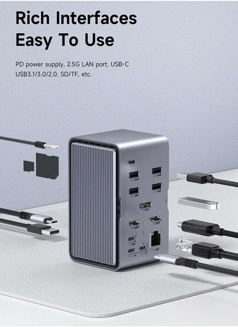 Hagibis - Hagibis USB C Docking Station with Dual HDMI-compatible M.2 SSD Enclosure Ethernet 100W PD USB Hub SD/TF for Laptop Macbook Pro (U100 Ultra) - Image 1