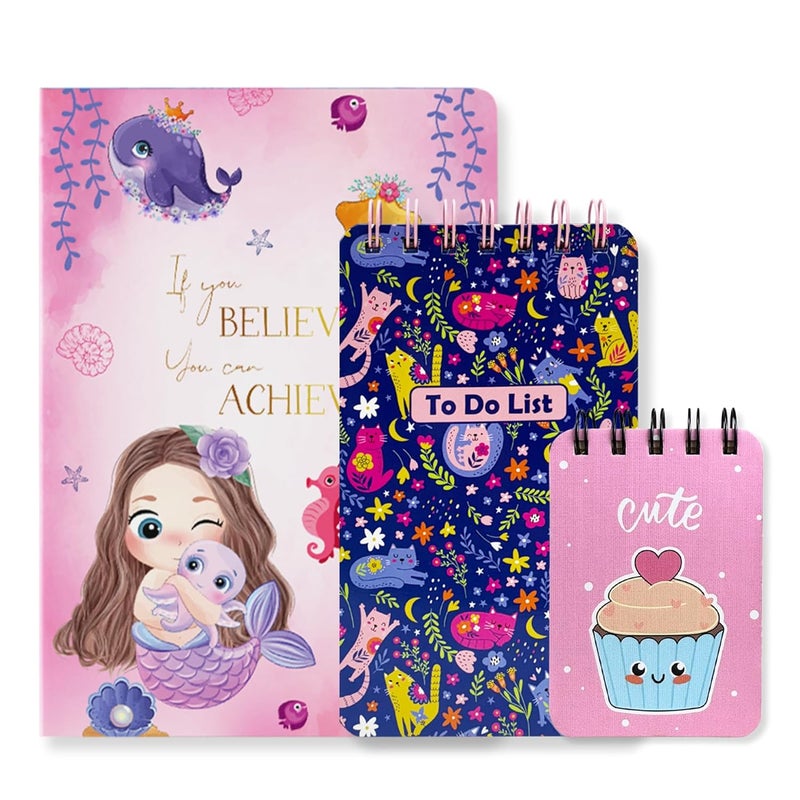 Articious مجموعة تشمل دفتر ملاحظات A5 رفيع، 1 قائمة مهام صغيرة، 1 دفتر جيب مجموعة | 80 جرام | صفحات مسطرة وملونة | سهل الحمل | دفتر ملاحظات عملي | دفتر ملاحظات للفتيات 415_701_301 - Image 1