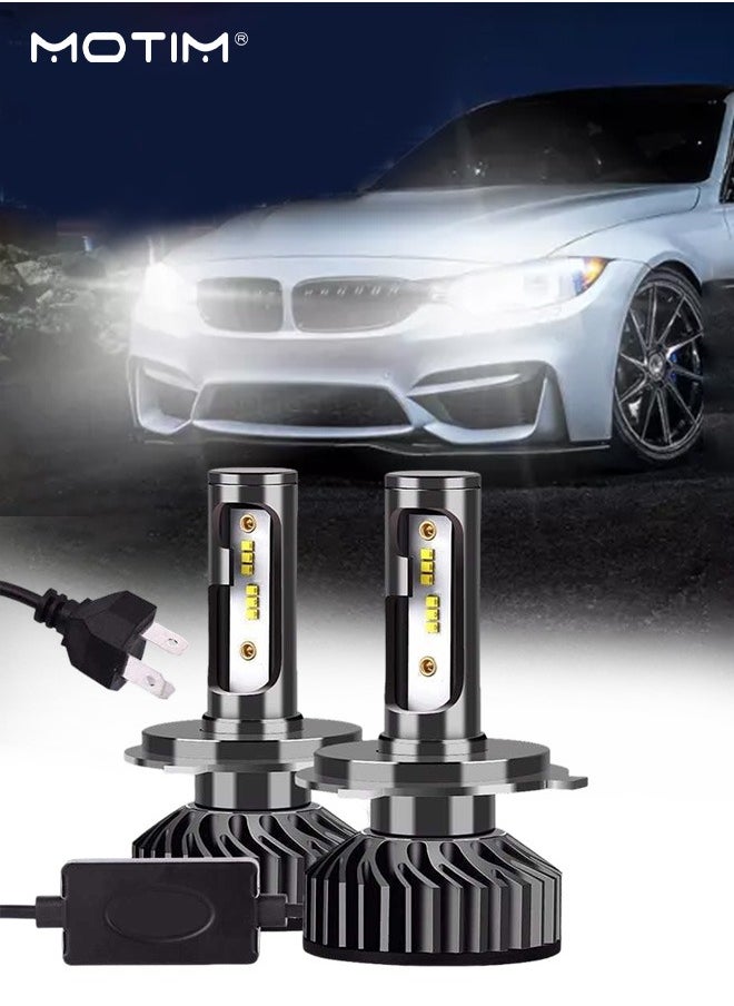 موتيم 2 قطعة لمبات إضاءة أمامية H4 LED، مصابيح أمامية H4، سطوع عالٍ 10000 لومن 6000 كلفن أبيض بارد عالي الإضاءة منخفضة الإضاءة مجموعة تحويل فائقة السطوع، مقاومة للماء Ip67  - Image 1