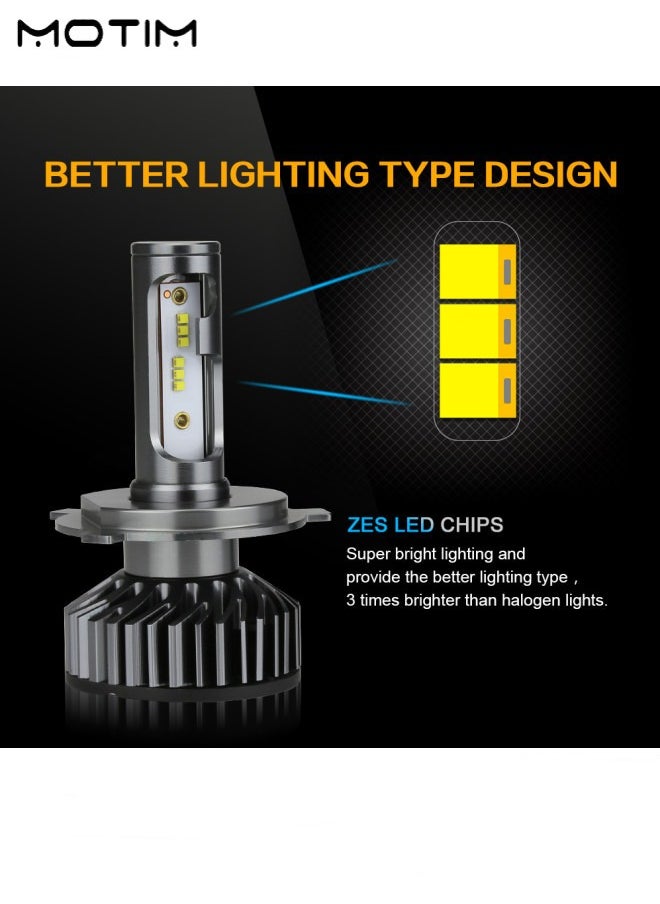 موتيم 2 قطعة لمبات إضاءة أمامية H4 LED، مصابيح أمامية H4، سطوع عالٍ 10000 لومن 6000 كلفن أبيض بارد عالي الإضاءة منخفضة الإضاءة مجموعة تحويل فائقة السطوع، مقاومة للماء Ip67  - Image 4