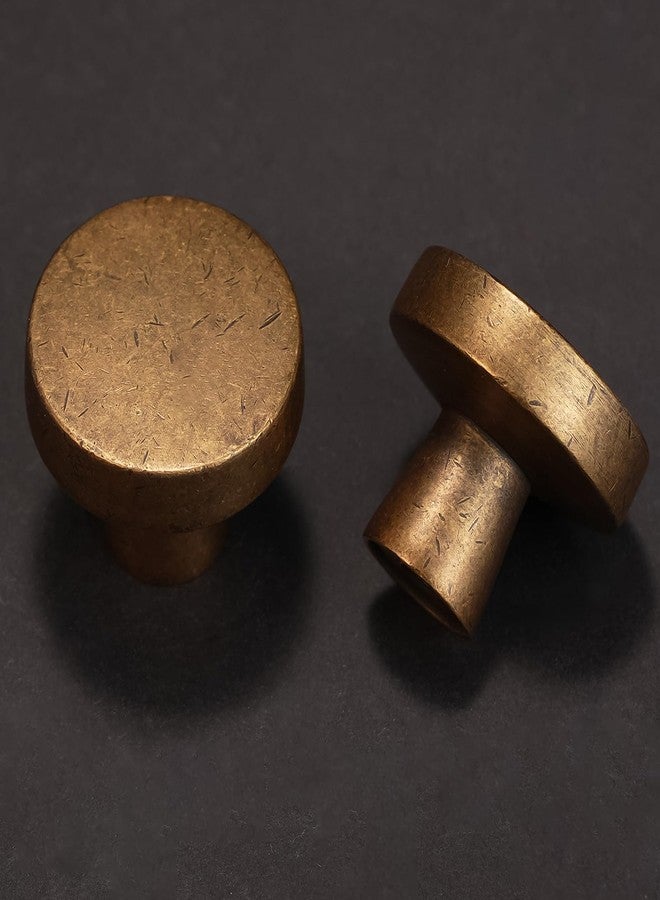 COTYKILEY 10 Pack Antique Brass Kitchen Cabinet Knobs & Drawer Pulls - Solid Vintage Brass Round Dresser Knobs for Kitchen & Dresser Drawers - Image 5