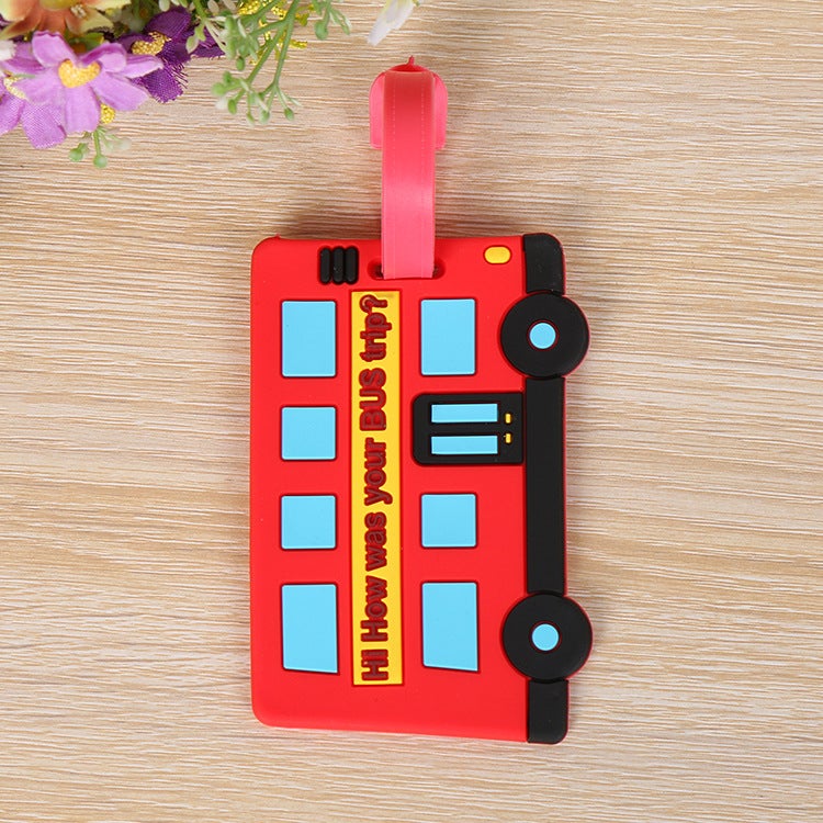 Creative PVC Luggage Tags Cartoon Suitcase ID Red car 