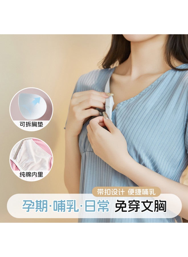 Fenton وسادات رضاعة قابلة للفصل [بيجامة رضاعة للأمومة] تي شيرت مضلع قابل للتنفس للنساء 100% بطانة قطنية - Image 3