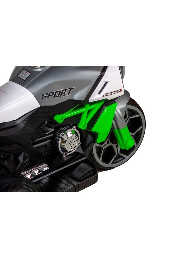 Dream Land Marshmallow Electric Rides-on Motorcycle with 3 Wheels - Green - FB-6189 - Image 5