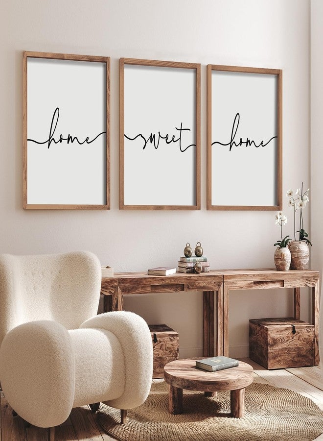Heiple Set of 3 Framed Farmhouse Home Sweet Home Sign Above Bed Wall Decor for Bedroom Decor Wall Art Wood Signs - Image 2