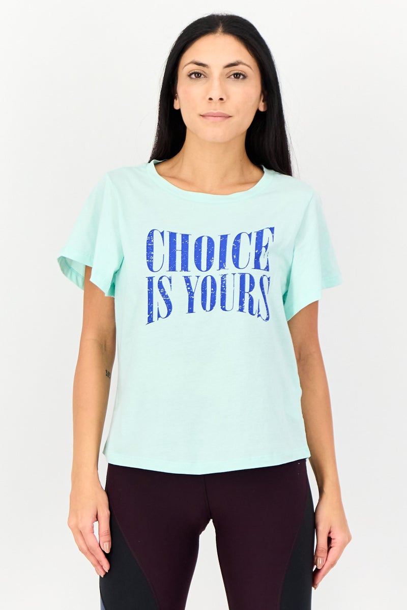 VERO MODA I Scenery by Vero Moda Women Crew Neck Graphic Print Short Sleeve T-Shirt, Light Green - Image 1