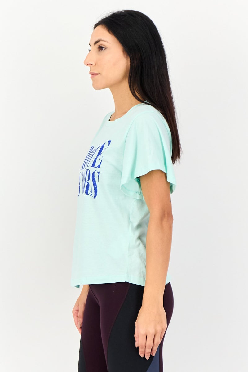 VERO MODA I Scenery by Vero Moda Women Crew Neck Graphic Print Short Sleeve T-Shirt, Light Green - Image 2