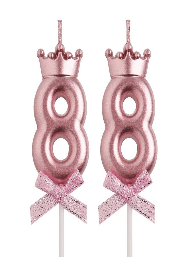 AOOLADA 88th Birthday Candles, Rose Gold 88 Year Old Number Birthday Candles, Happy Birthday Party Decorations Cake Topper Gifts for Men Women - Image 1