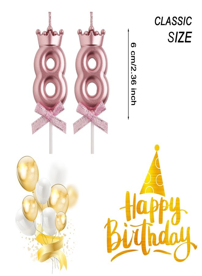 AOOLADA 88th Birthday Candles, Rose Gold 88 Year Old Number Birthday Candles, Happy Birthday Party Decorations Cake Topper Gifts for Men Women - Image 2
