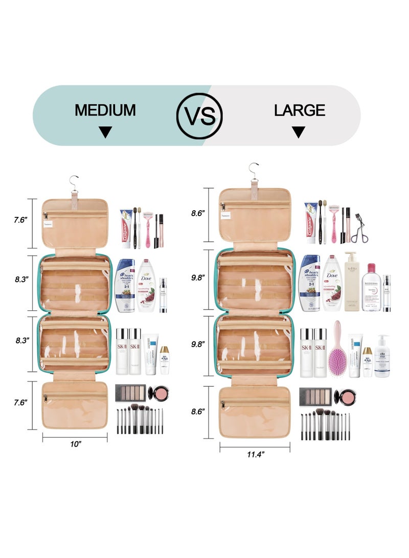 KASTWAVE Travel Hanging Toiletry Bag for Women, Holds Full-Size Shampoo, with Jewelry Organizer Compartment, Extra Large Waterproof Cosmetic Makeup, Toiletries Kit Set with Trolley Belt, Blue - Image 2