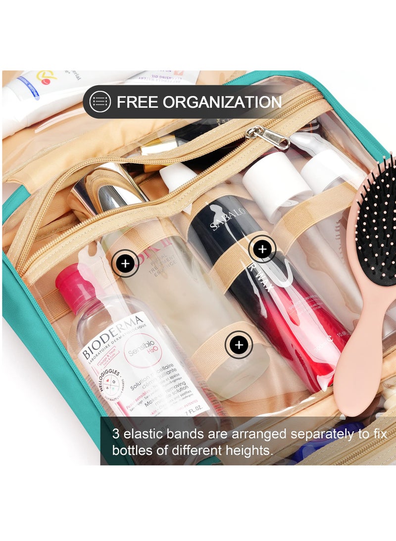 KASTWAVE Travel Hanging Toiletry Bag for Women, Holds Full-Size Shampoo, with Jewelry Organizer Compartment, Extra Large Waterproof Cosmetic Makeup, Toiletries Kit Set with Trolley Belt, Blue - Image 4