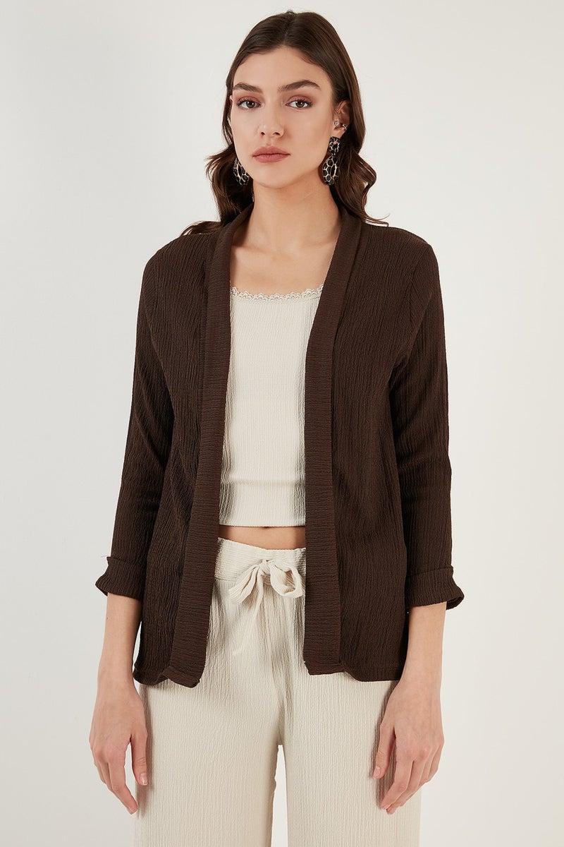 Lela Collar and Sleeve Folded Seersucker Kimono Cardigan Women's Cardigan 5869014 - Image 5