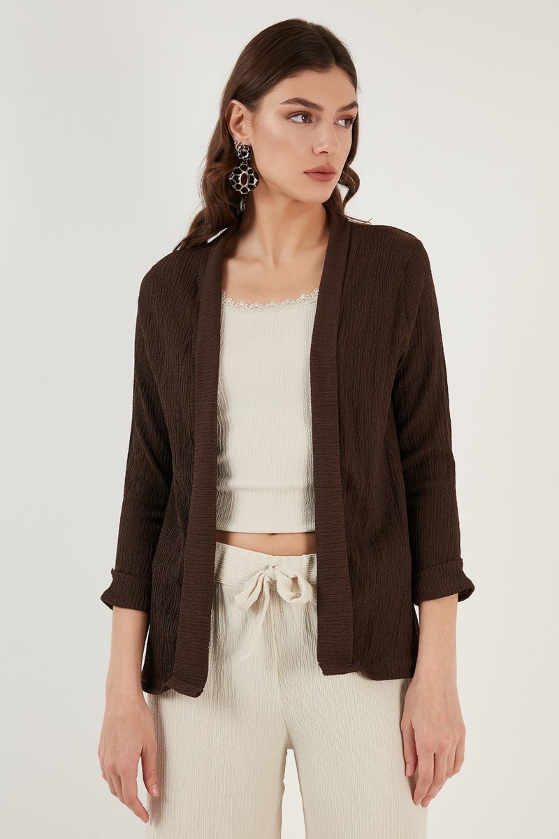 Lela Collar and Sleeve Folded Seersucker Kimono Cardigan Women's Cardigan 5869014 - Image 4
