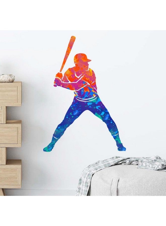 WOYINIS Colorful Baseball Player Wall Stickers Baseball Wall Decals Peel and Stick Sport Wall Decal Baseball Decor Art Kids Bedroom Playroom Classroom Gym Wall Decoration, ET8045 - Image 4