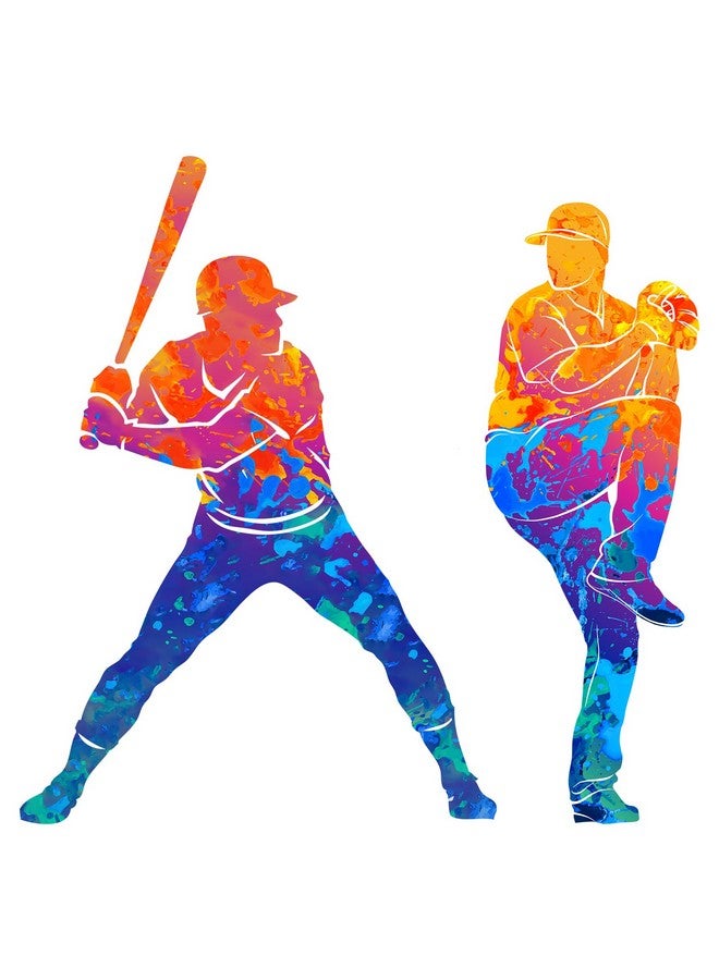WOYINIS Colorful Baseball Player Wall Stickers Baseball Wall Decals Peel and Stick Sport Wall Decal Baseball Decor Art Kids Bedroom Playroom Classroom Gym Wall Decoration, ET8045 - Image 2