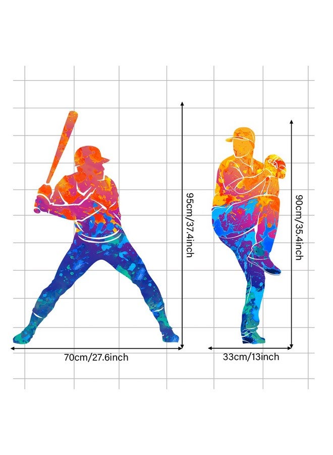 WOYINIS Colorful Baseball Player Wall Stickers Baseball Wall Decals Peel and Stick Sport Wall Decal Baseball Decor Art Kids Bedroom Playroom Classroom Gym Wall Decoration, ET8045 - Image 3