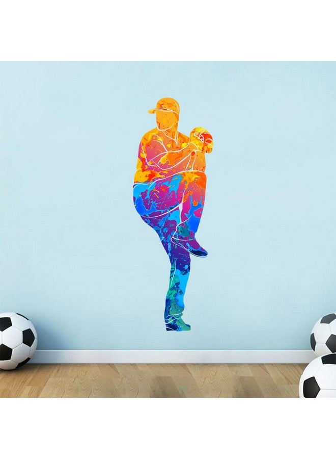 WOYINIS Colorful Baseball Player Wall Stickers Baseball Wall Decals Peel and Stick Sport Wall Decal Baseball Decor Art Kids Bedroom Playroom Classroom Gym Wall Decoration, ET8045 - Image 5
