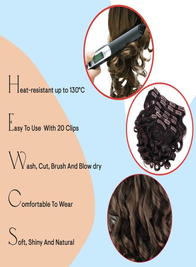 CAISHA XXL 14" 8 Pieces Set Clip In Extensions Hair Extension Hairpiece Voluminous Wavy Maroon CES109-1 - Image 5