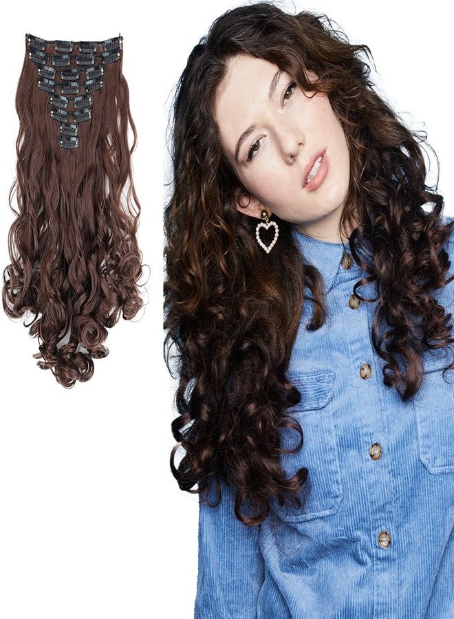 CAISHA XXL 14" 8 Pieces Set Clip In Extensions Hair Extension Hairpiece Voluminous Wavy Maroon CES109-1 - Image 1